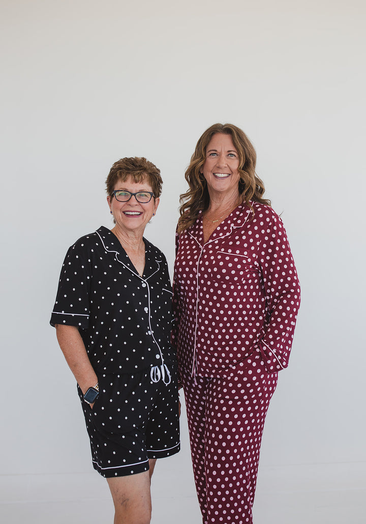 Burgundy Polka Dot Bamboo Pajamas