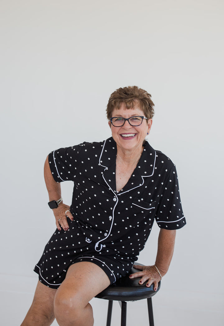 Black Polka Dot Bamboo Pajama Short Set