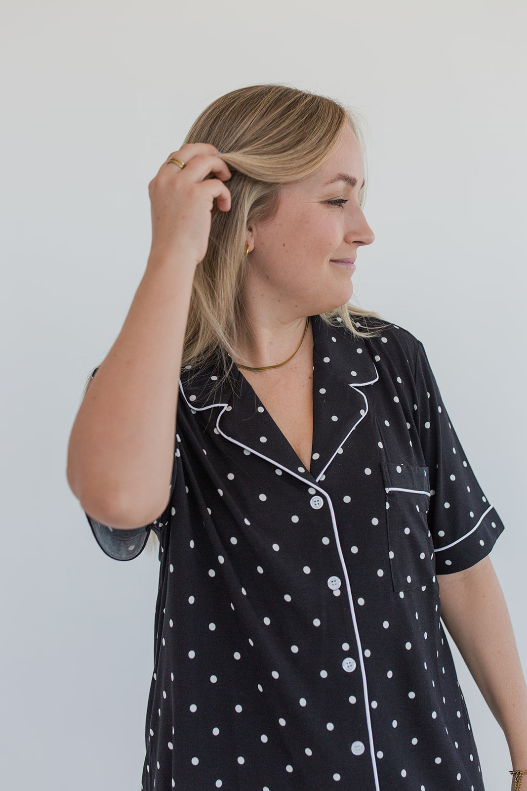 Black Polka Dot Bamboo Pajama Short Set