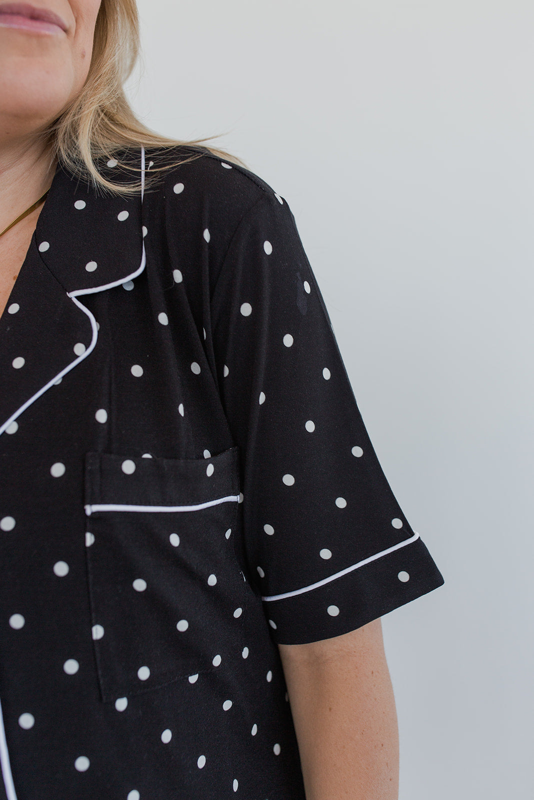 Black Polka Dot Bamboo Pajama Short Set