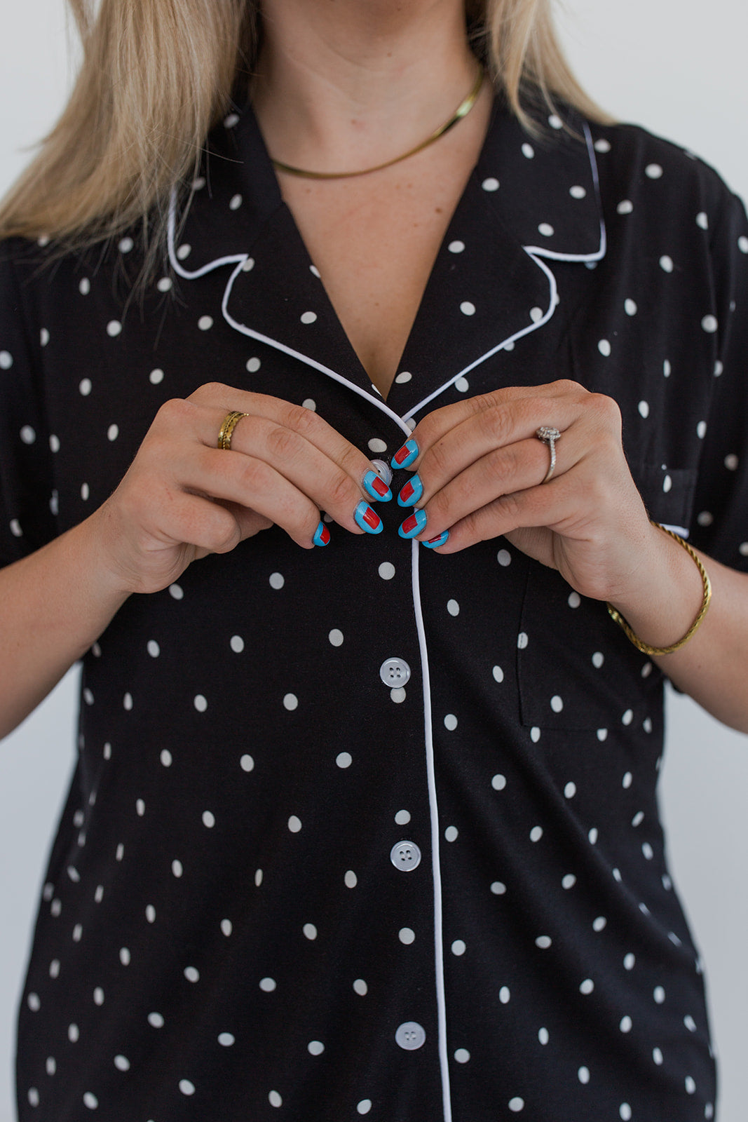 Black Polka Dot Bamboo Pajama Short Set