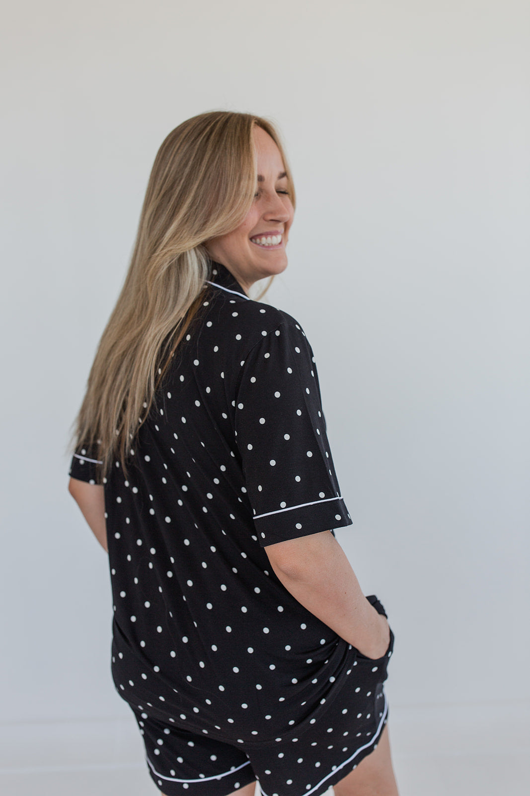 Black Polka Dot Bamboo Pajama Short Set