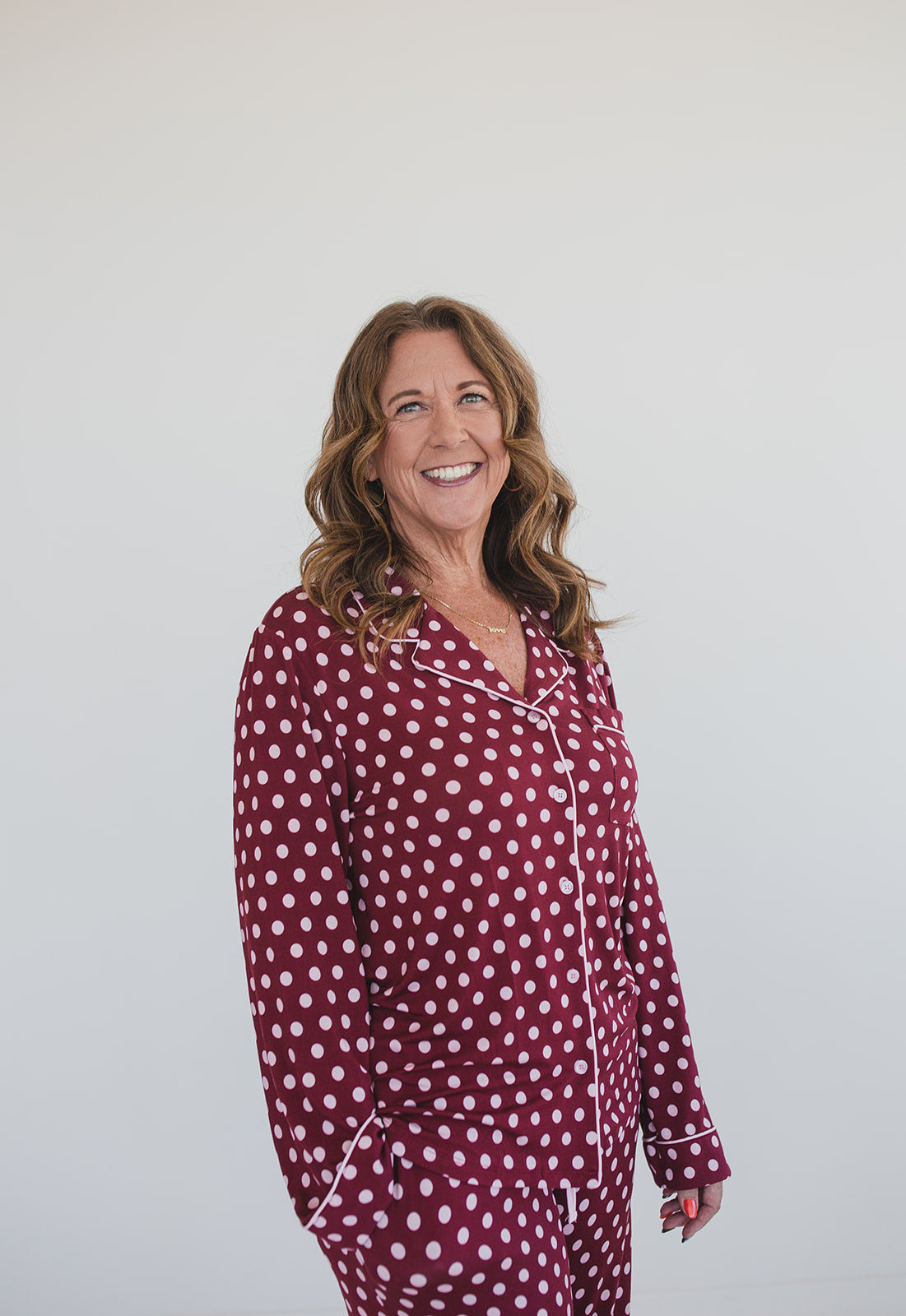 Burgundy Polka Dot Bamboo Pajamas