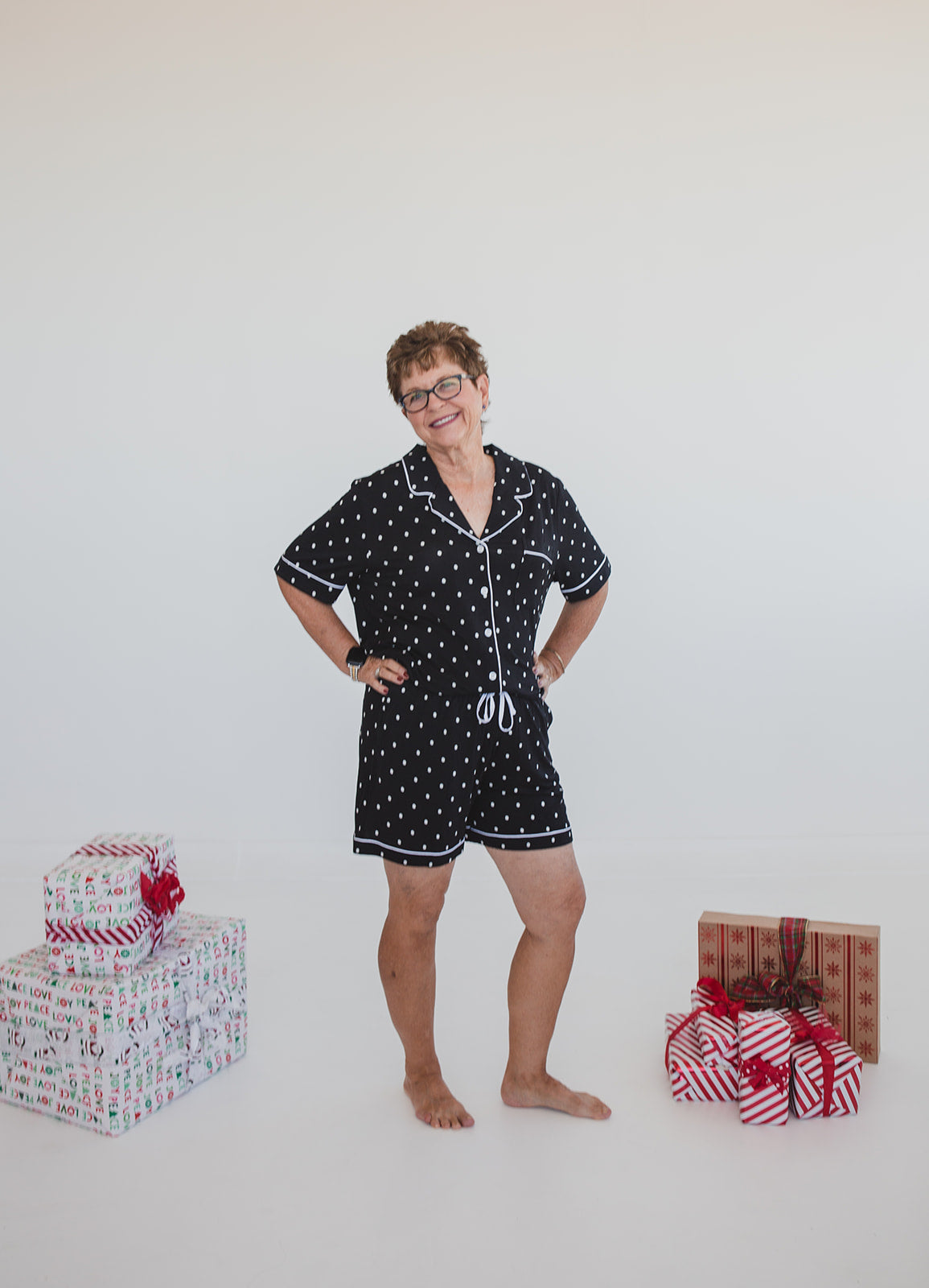 Black Polka Dot Bamboo Pajama Short Set