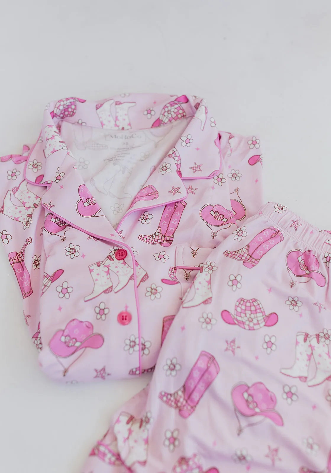 Pink Western Cowgirl Pajama Shorts Set
